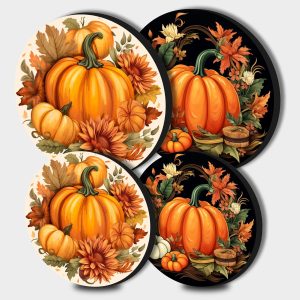 Autumn Pumpkin Electric Stove Burner Covers，4 Pcs Halloween Decor Round Stove Burner Cover，8 Inches and 10 Inches，Gas Stove Burner Cover,Metal Cooktop Fall Pumpkin Decorative Home Decor,Kitchen Decor