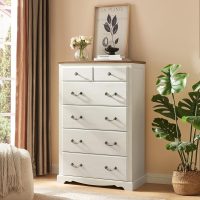 AMERLIFE Farmhouse 4 Pieces Bedroom Sets Includes 7 Drawers Dresser, 6 Dressers Organizer, Two Nightstands with Charging Station, White - Image 3