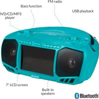 Aiwa Portable Boombox, Crystal Clear Sound with 3W x 2 Speakers and Bass Function, Featuring a 7" LCD Display, Bluetooth Connectivity, FM Radio, CD/DVD Player, Streaming on Roku and Amazon Firestick - Image 2