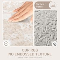 5x7 Area Rugs for Living Room, Beige Floral Washable Rugs for Dining Room, Bedroom, Home Office, Vintage Non-Slip Thin Rug - Image 3