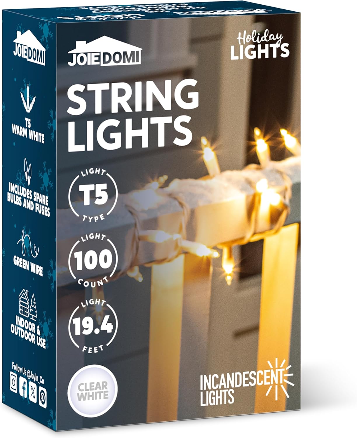 JOIEDOMI Christmas String Lights Indoor,100 Count Mini Warm Fairy Light,21.5FT Lighting Decor for Patio Dorm Classroom Bedroom Holiday Wedding Party Garland Birthday Festival Valentines Day,White Wire - Image 9