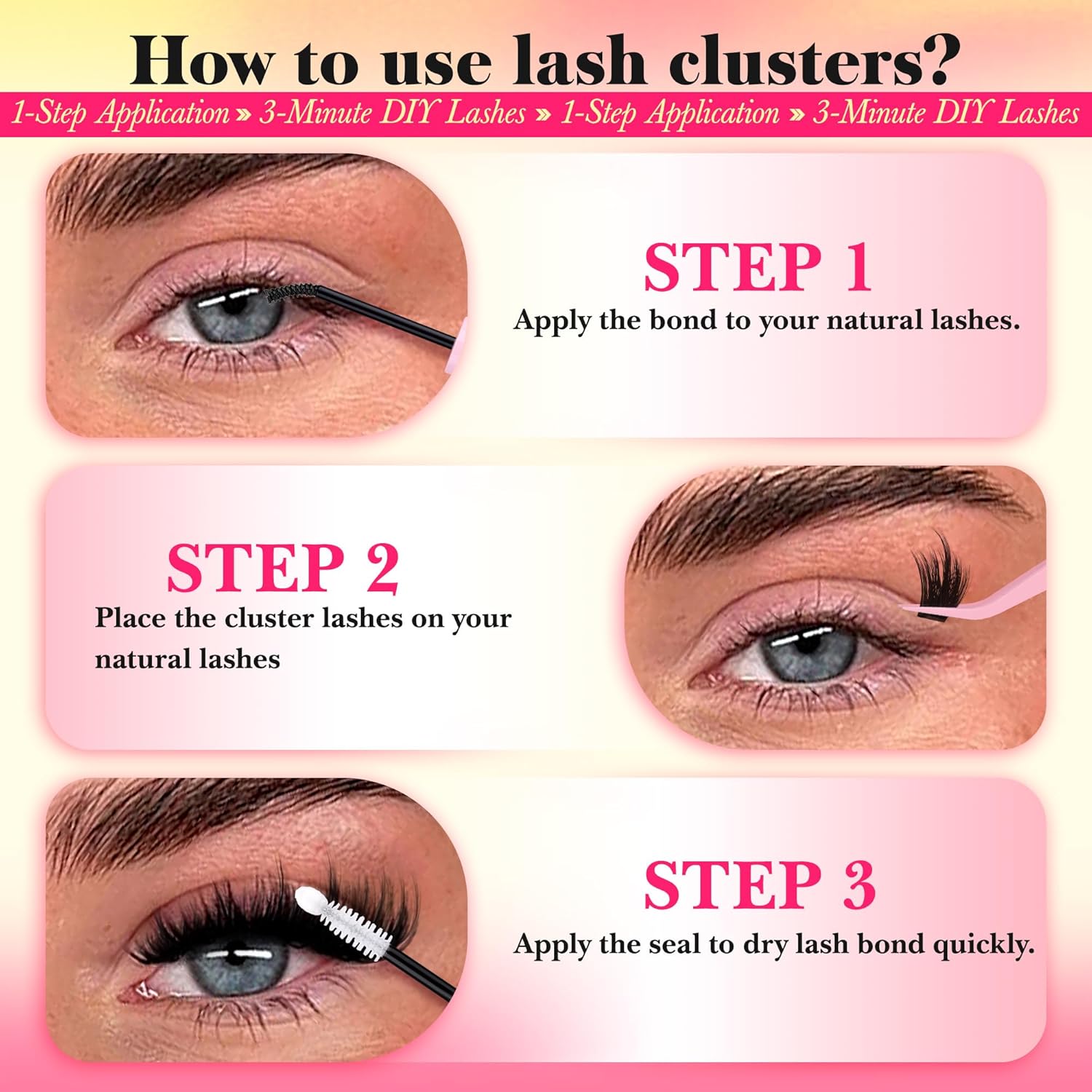 Volume Lash Clusters with Spiky Manga Lash Clusters 300D Eyelash Clusters 10-18MM Thick Wispy D Curl Cluster Eyelash Extensions 3D Fluffy Cluster Eyelash Extensions by FANXITON - Image 4