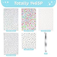 vivinin 1465P Face Gems, Self-Adhesive Hair Gems, 5 Different Types of Face Rhinestones, Face Gems Stick On for Face, Eyes, Body, Hair, Makeup, Festival Decorations, DIY Crafts - Image 2