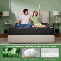 BEDLORE King Mattress Topper Viscose Derived from Bamboo, Thick Pillow Top Mattress Pad with Stretchable Pockets for 6"-18" Mattress, Soft Breathable Mattress Topper for Back Pain Relief(Dark Gray) - Image 3