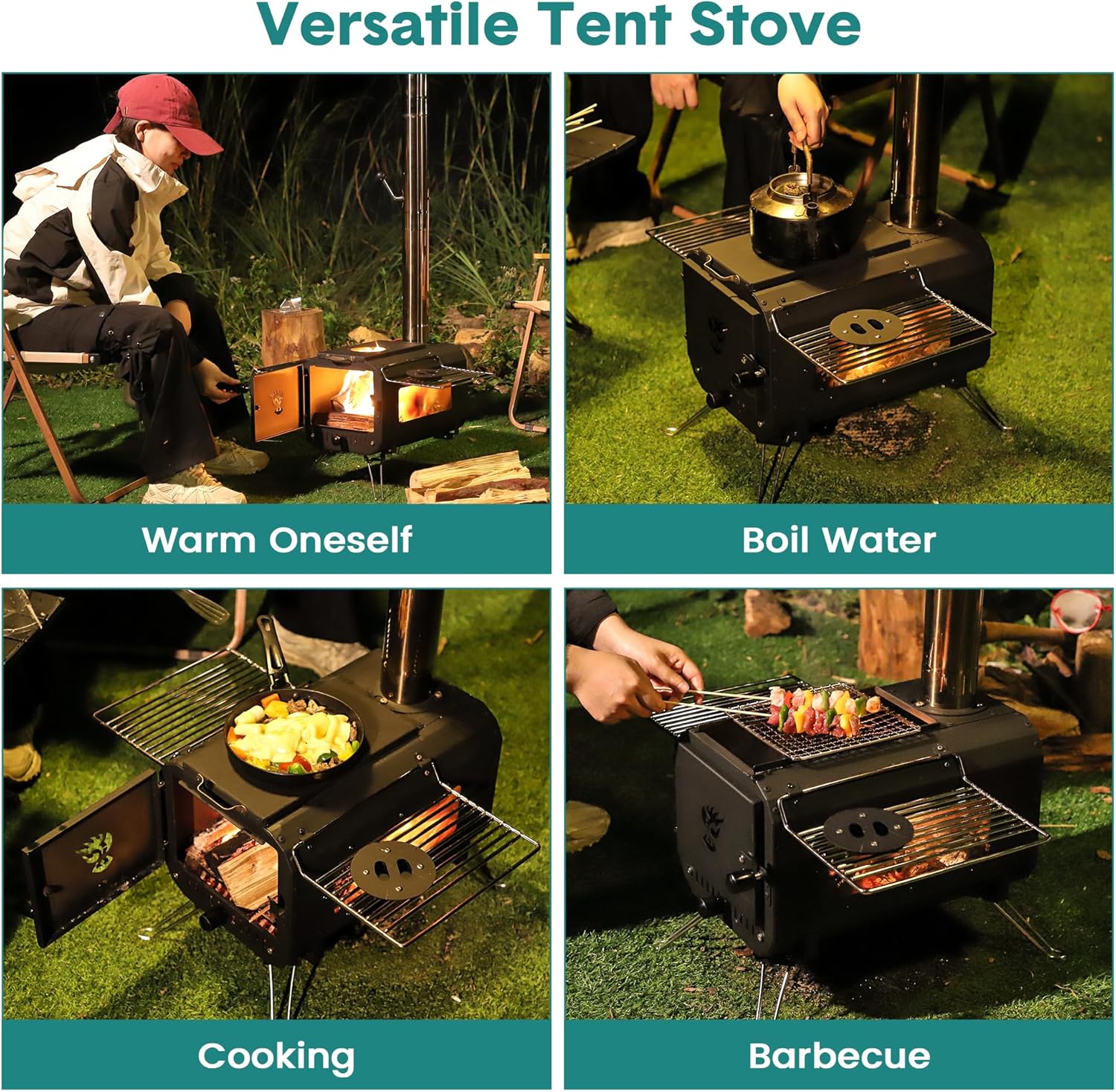 Gaomon Outdoor Portable Wood Stove, Tent Stove,Wood Burning Stove for Camping,Cast Iron Wood Stove,Tent Heaters for Camping, Includes Chimney Pipes ans View Glass,Ice-fishing, Cookout, Hiking, Travel - Image 8