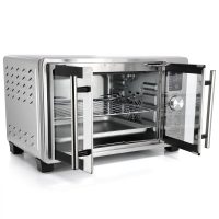 MegaChef 25 Liter Digital Electric French Door Multi-Function Counter Top Oven with Rotisserie Set & Toast, Bagel, Pizza, Bake, Roast, Broil, Cookies, Rotisserie, Dehydrate, Ferment, Warm Functions - Image 2