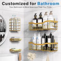 EUDELE 5-Pack Rustproof Stainless Steel Shower Caddy – No Drill Adhesive Bathroom Organizer with Large Capacity, Spacious Shower Shelves for Inside Shower, Kitchen & Home Decor Storage-XL Size - Image 2