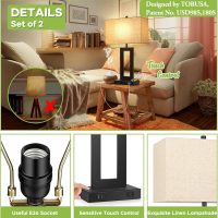 Set of 2 Touch Control Table Lamp with 2 USB Ports, 3-Way Dimmable Modern Nightstand Lamp Sets Bedside Touch Desk Lamp with Fabric Cream Shade for Bedroom Table Living Room Reading, Included Bulbs - Image 5
