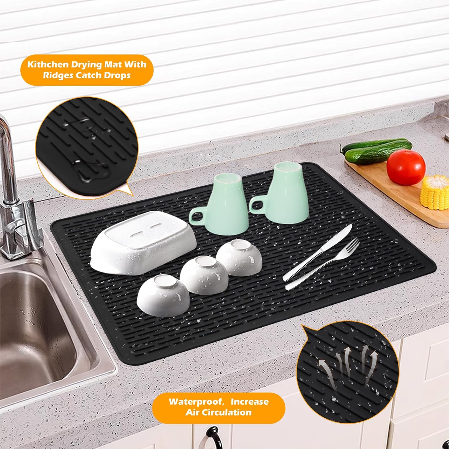Electric Stove Top Covers, Heat Resistant No Crease Ceramic Glass, Induction, Cook Top, Flat RV Range Covers Protector, Oven, XL Dish Drying Mat for Kitchen Appliances - Black - Image 6
