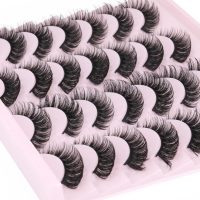 False Eyelashes Russian Strip Lashes Volume Fake Eyelashes Extension D-Curly Wispy Handmade Soft Reusable 14 Pairs Lashes Pack - Image 6