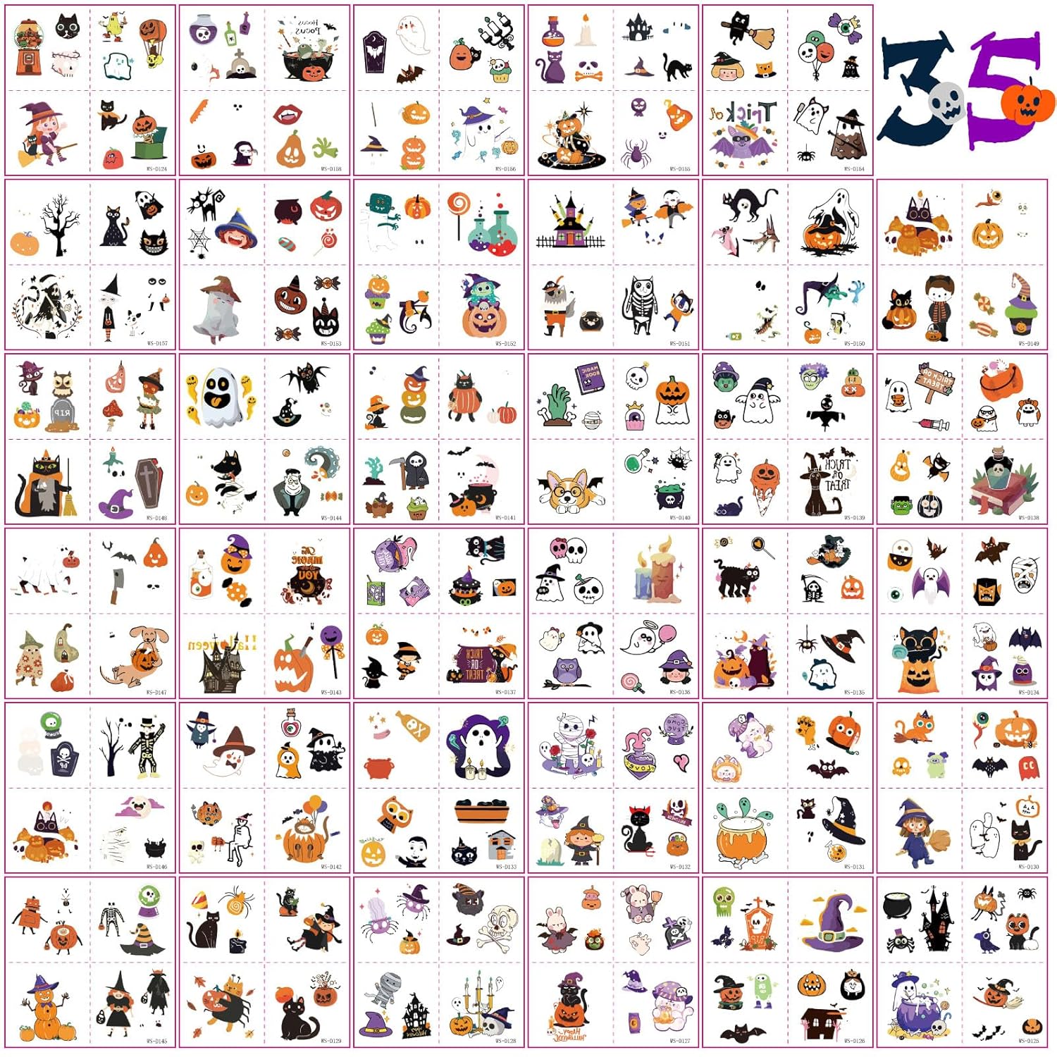 Halloween Tattoos for Kids, 35 Sheets 350+ Fun Style, Glow in the Dark Temporary Tattoos for Boys and Girls Featuring Theme Pumpkin, Skulls, Ghost, Bats, Spider, Skeleton etc, Halloween Gifts for Kids - Image 3