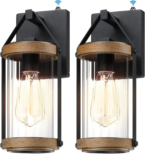 LONEDRUID 2 Pack Dusk to Dawn Outdoor Wall Light Fixtures Photocell Sensor Exterior Lantern Sconce Lighting Waterproof Outside Wall Mount Lamp for House Patio Garage Entryway Doorway