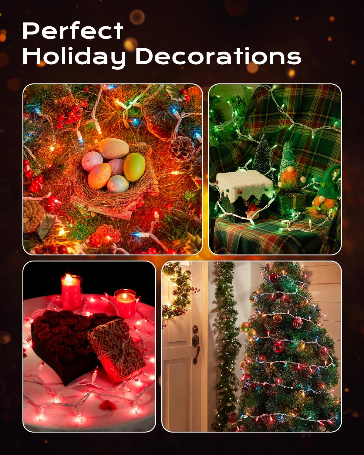 Brightown Christmas String Lights, 100-Count 26.5ft Clear Incandescent Bulb Mini Lights for Indoor Holiday Decor, Christmas Tree Garland Wedding Party Multi-Use Decoration, White Wire - Image 8