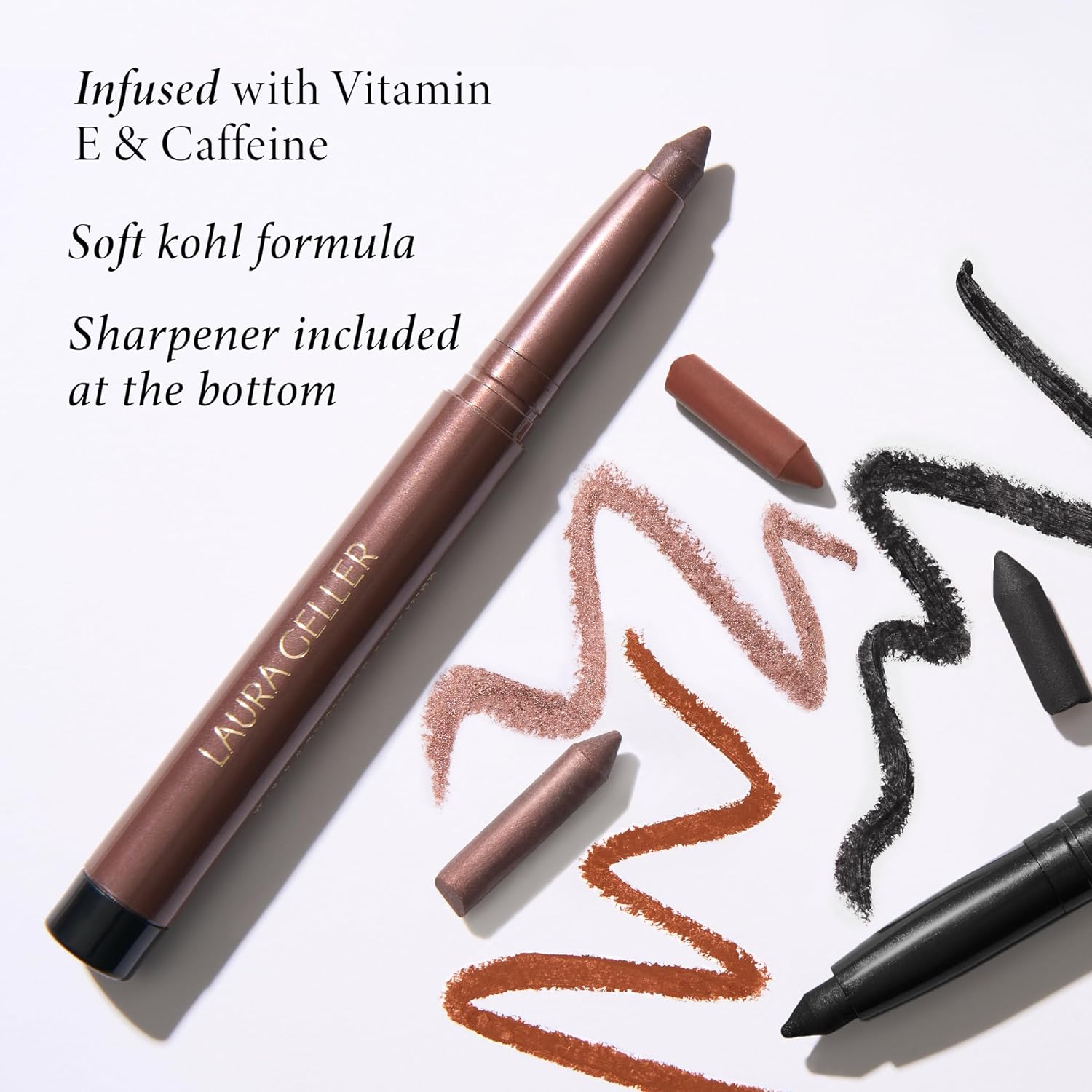 LAURA GELLER NEW YORK Kajal Longwear Kohl Eyeliner Pencil with Caffeine, Smooth & Blendable Makeup, Dark Brown - Image 3