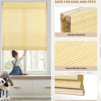 LazBlinds No Tools No Drill Cordless Bamboo Roman Shades, Custom Light Filtering Window Treatment, Roll Up Bamboo Blinds for Windows, Ceylon Natural - Image 3