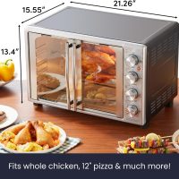 Elite Gourmet ETO4524 45L Countertop Convection Toaster Oven, French Doors, Adjustable Temperature & Timer, Bake, Roast, Broil, Toast, Includes Baking Pan, Rack, Rotisserie, Stainless Steel - Image 4