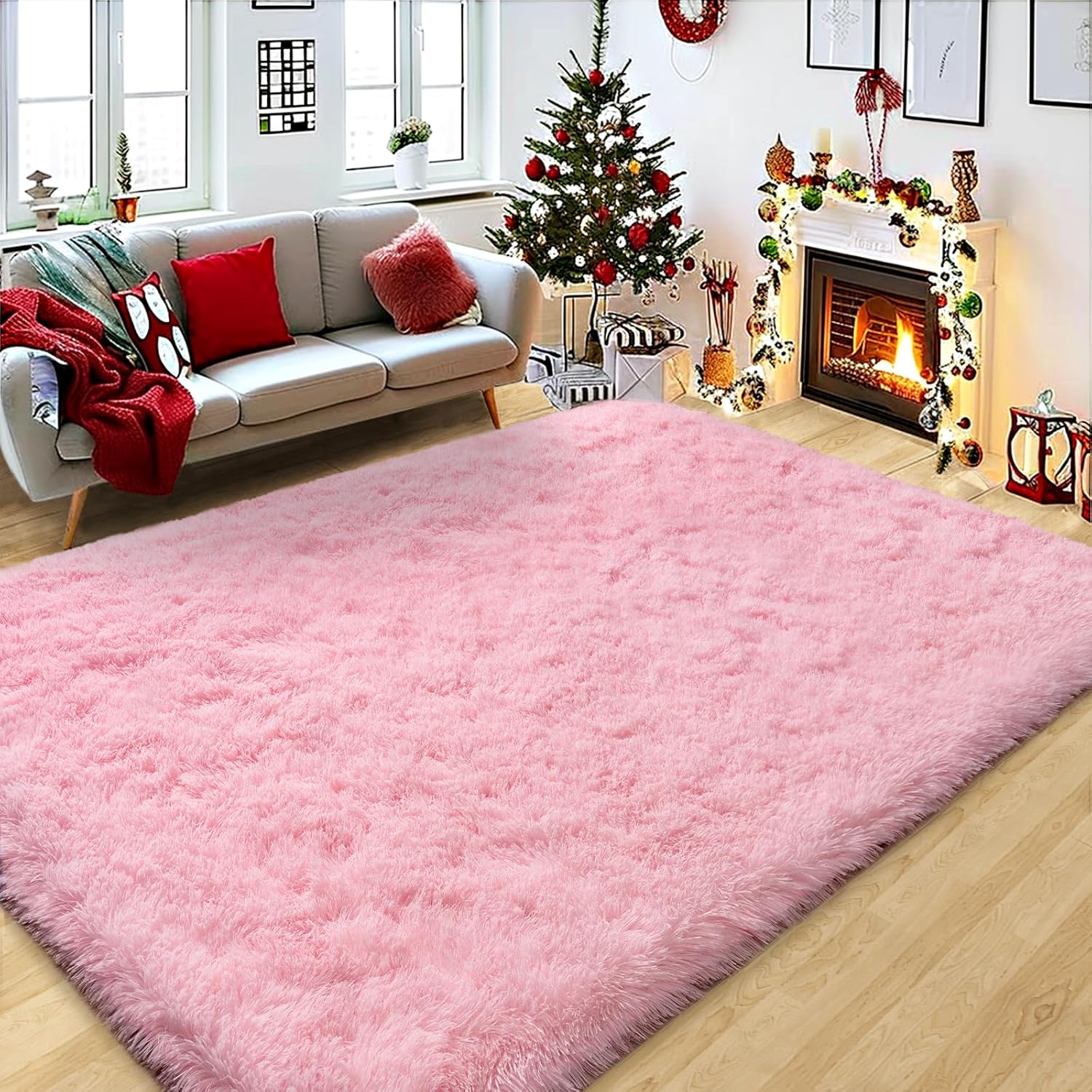 Fluffy Pink Rug for Bedroom Girls, 5x7 Soft Fuzzy Plush Shag Area Rug for Living Room, Cute Comfy Throw Rug for Kids, Non-Slip Indoor Shaggy Floor Carpet for Nursery Teen Dorms Home Decor Aesthetic - Image 8
