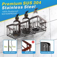 EUDELE 5-Pack Rustproof Stainless Steel Shower Caddy – No Drill Adhesive Bathroom Organizer with Large Capacity, Spacious Shower Shelves for Inside Shower, Kitchen & Home Decor Storage-XL Size - Image 5