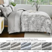 Drucon Grey Floral Comforter Set Queen Size, 7 Piece Dandelion Botanical Plant Comforter Bedding Set, Bed in a Bag Queen, Soft Microfiber Complete Bedding Set with Sheets for All Season - Image 5
