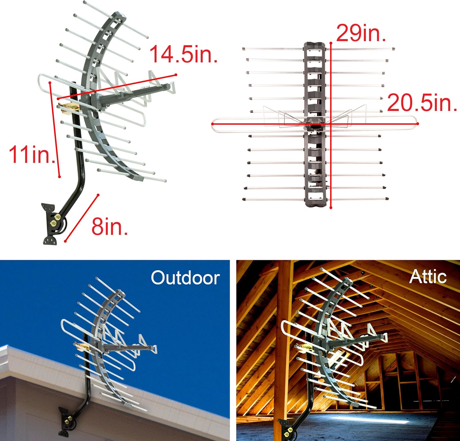 GE Outdoor HD Digital TV Antenna, Long Range Smart TV Antenna, Supports 4K 1080P HD Smart TV VHF UHF, J Mount Included for Attic or Outdoor, Weather Resistant, 29884 - Image 5