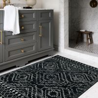 Wonnitar Moroccan 3x5 Rug, Black Washable Small Rug for Bedroom, Non-Slip Geometric Tribal Entry Throw Mat, Boho Farmhouse Rustic Soft Low Pile Area Rug for Bathroom Dining Guest Room (Black,3'x5') - Image 7
