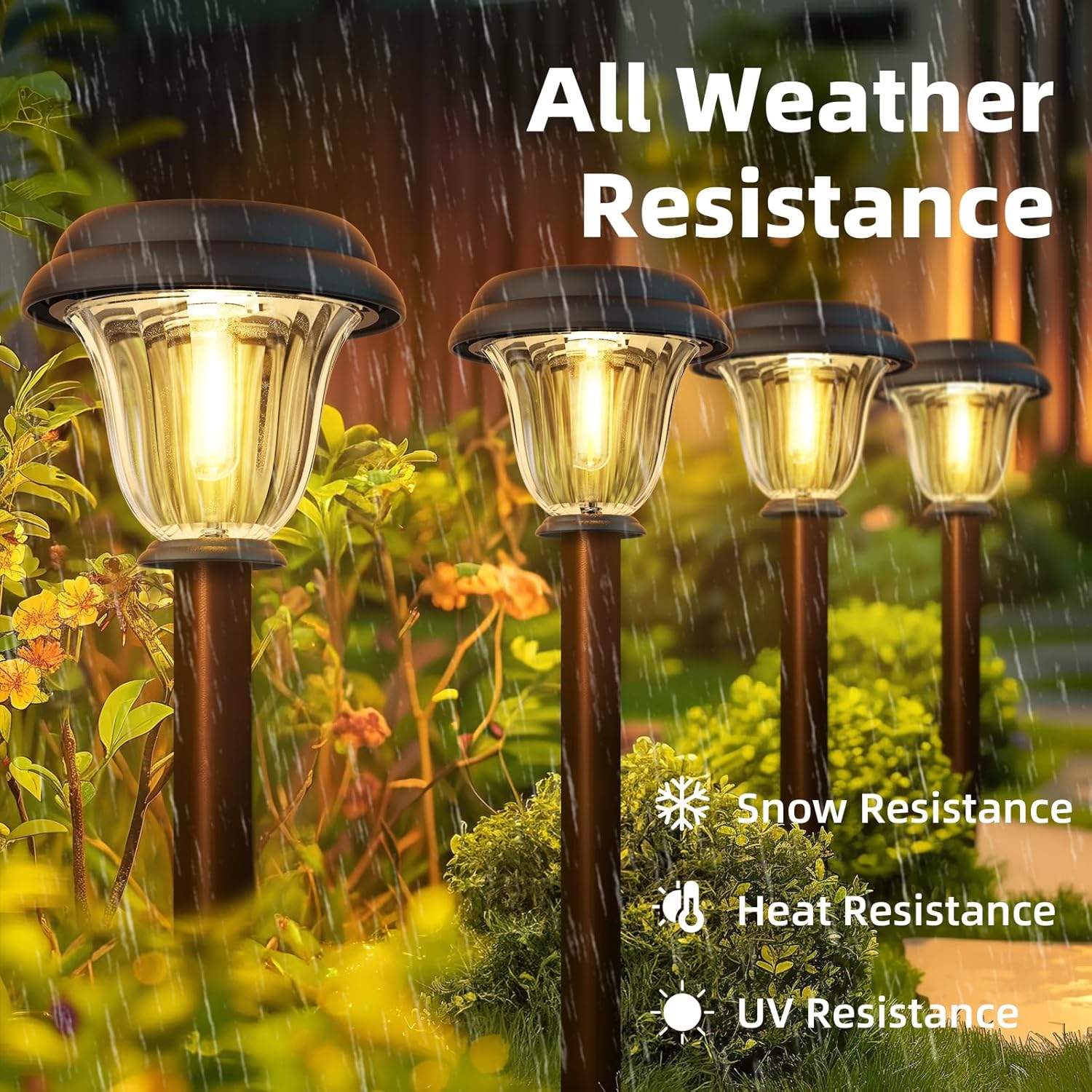 DERAYSION Solar Lights Outdoor 6 Pack, Stainless Steel Glass Solar Pathway Lights, Auto On/Off Long-Lasting Waterproof Landscape Lighting for Garden, Landscape, Path, Yard, Warkway (Warm White) - Image 4