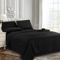 Elegant Comfort Best, Softest, Coziest 6-Piece Sheet Sets! - 1500 Premier Hotel Quality Luxurious Wrinkle Resistant 6-Piece Damask Stripe Bed Sheet Set, Queen Black - Image 3