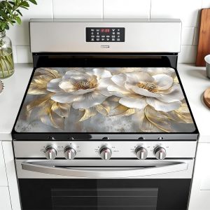 Multi-Design Stove Top Cover for Glass/Electric Stoves - 3-in-1 Heat-Resistant Protector Mat, Non-Slip Drying Rack 28"x20"