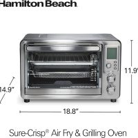 Hamilton Beach 6-in-1 Sure Crisp Air Fryer Toaster Oven Combo & Electric Indoor Grill, 450 F Searing Temp, Bake, Broil, Toast and Pizza Function, .88 cu. ft., 6 Slice Capacity, Stainless Steel (31395) - Image 8
