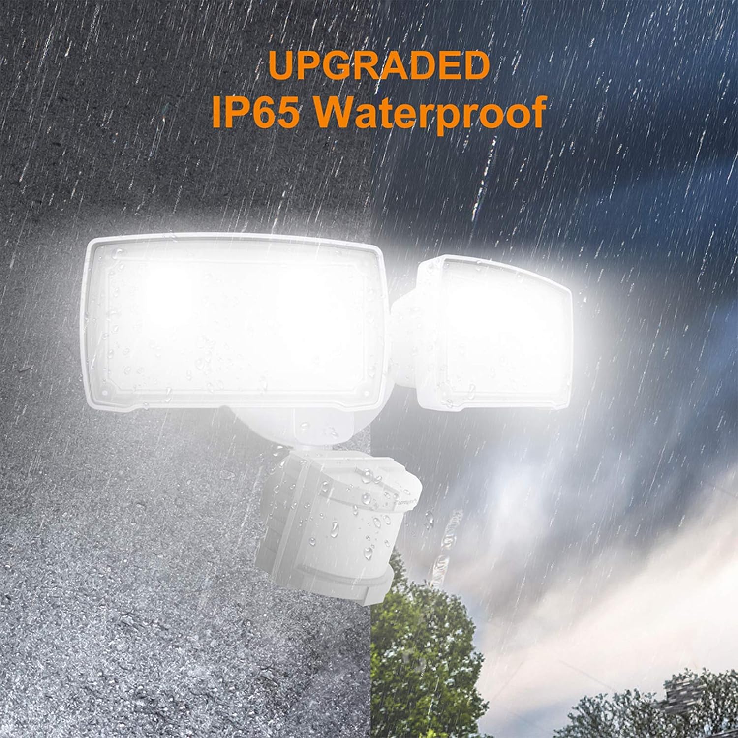 LEPOWER LED Motion Sensor Security Lights Outdoor, 30W 3200LM, 5500K, IP65 Waterproof, 2 Head Motion Detector Flood Light for Garage, Yard, Porch, White (NOT Solar Powered) - Image 5