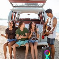 Karaoke Machine for Adults, Portable Bluetooth Speaker with 2 Wireless Microphones, PA System with Disco Lights for Big Party, Outdoor, Supports USB/TF/REC/AUX, Ideal Gifts for Family, Music Lover - Image 6