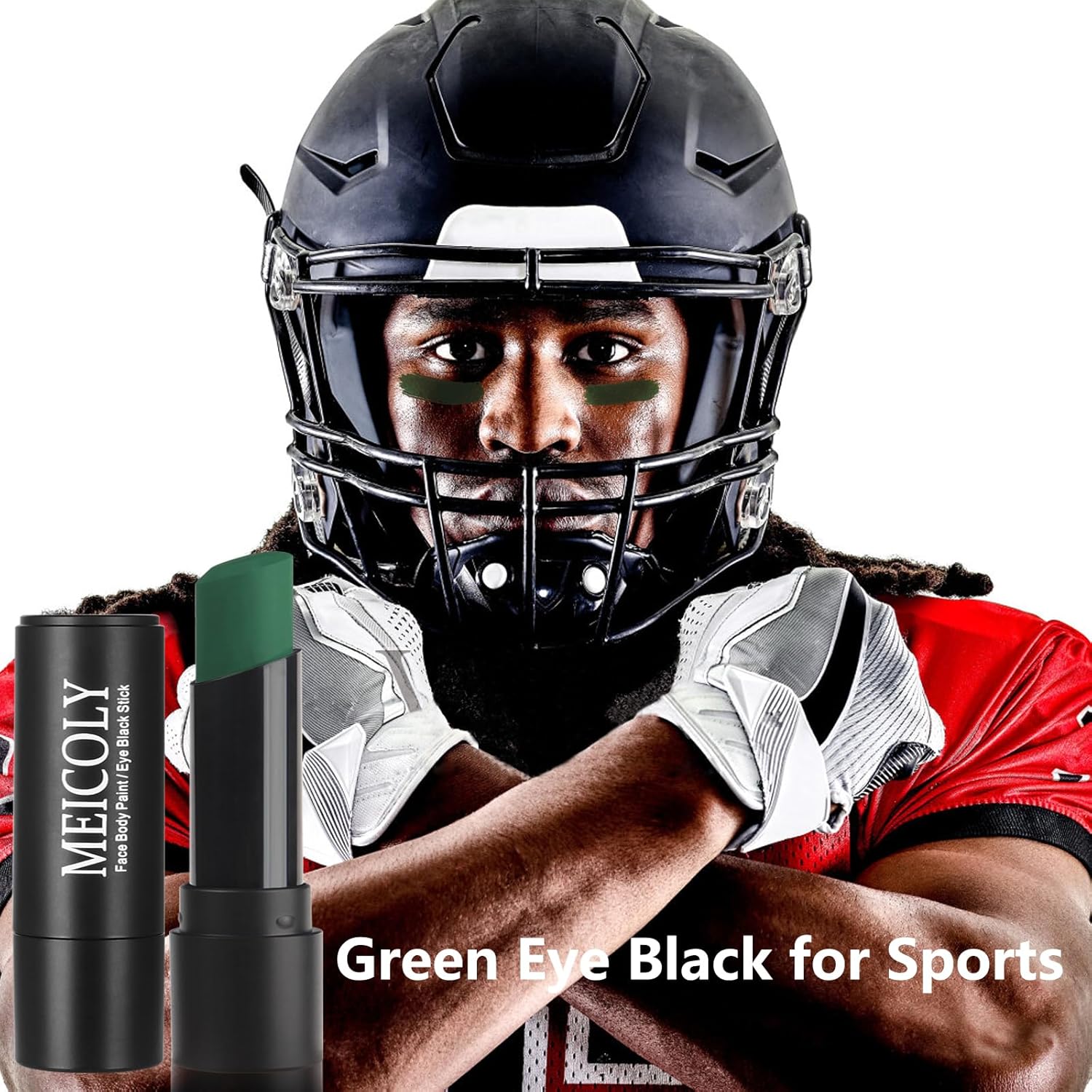 MEICOLY Green Face Body Paint Stick for Halloween SFX Cosplay Makeup,Witch Elphaba Green Face Paint, Camo Hulk Face Painting,Eye Black Stick,Waterproof Eye Black Baseball Softball Football Lacrosse - Image 9