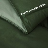HIG 3pc Green Queen Size Comforter Set - All Season Reversible Down Alternative Bedding Comforter Set - Quilted Duvet Insert with Corner Tabs - Box Stitched Blanket - Breathable, Soft, Fluffy - Image 6