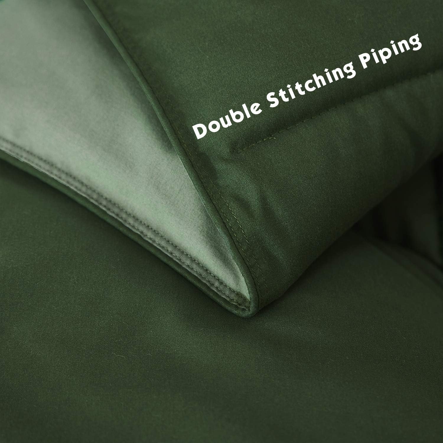HIG 3pc Green Queen Size Comforter Set - All Season Reversible Down Alternative Bedding Comforter Set - Quilted Duvet Insert with Corner Tabs - Box Stitched Blanket - Breathable, Soft, Fluffy - Image 6