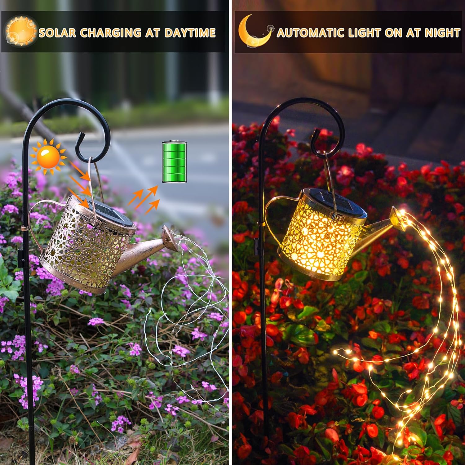 Outdoor Solar Metal Watering Can Small Hanging Decorative Waterproof Lights for Garden Decor, Yard Lights, Outside Patio Lawn, Gifts for Mom Grandma Women Birthday,1 pack, Warm White - Image 5