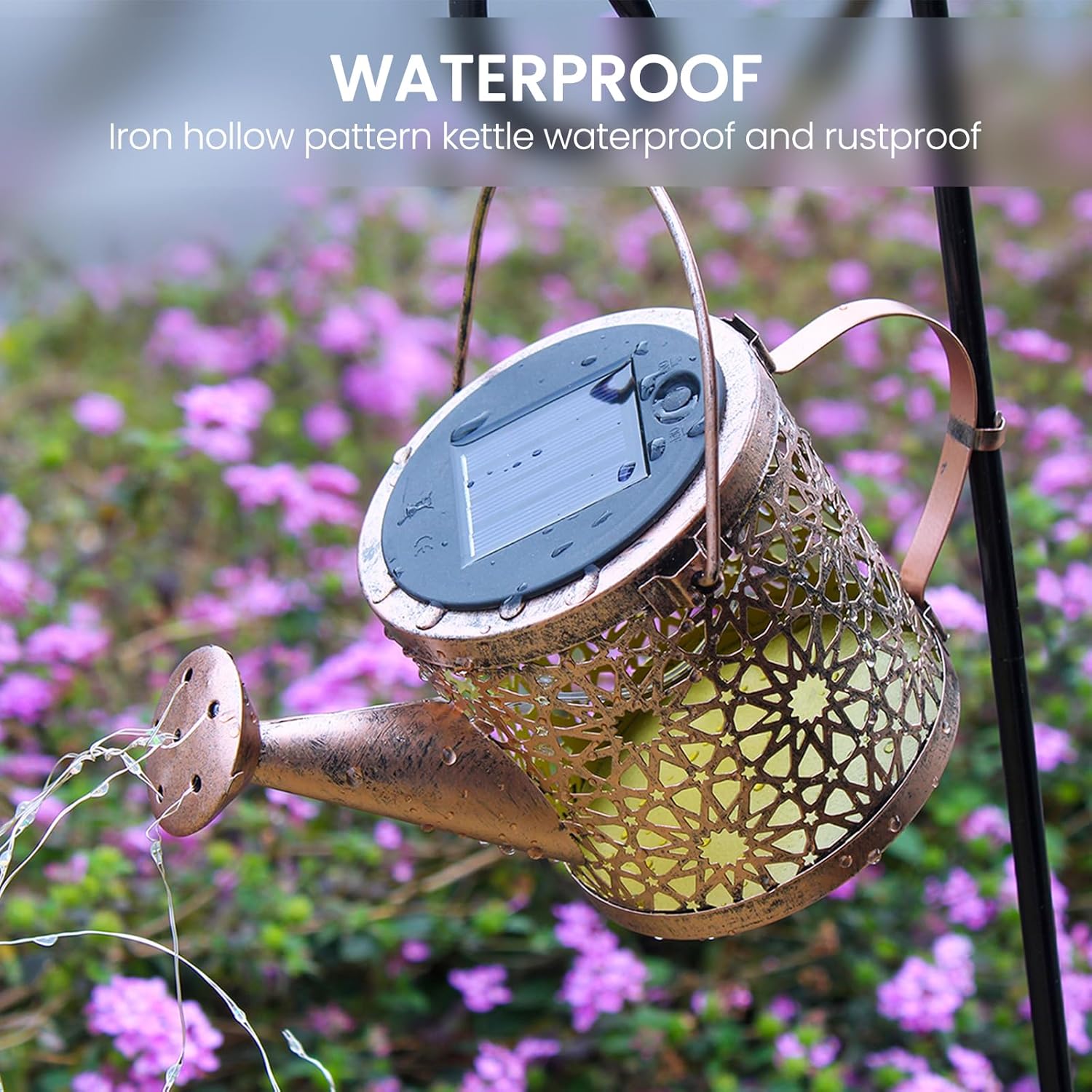 Outdoor Solar Metal Watering Can Small Hanging Decorative Waterproof Lights for Garden Decor, Yard Lights, Outside Patio Lawn, Gifts for Mom Grandma Women Birthday,1 pack, Warm White - Image 6