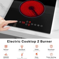 Empava 12 Inch Built-in Electric Cooktop with 2 Burners, Touch Control, Individual Timers, Stop & Go, Child Lock, Flush Mount Design, ETL Certified, 1200W & 1800W Zones, Hard Wired(No Plug) - Image 3