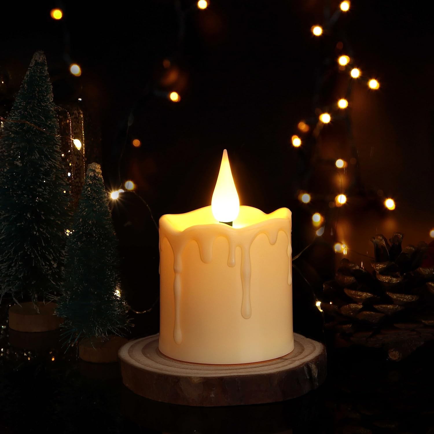 FREEPOWER Rechargeable Flameless LED Votive Candles with Timer Remote - 2'' x 3'' Waterproof Flickering Tealights Candle - Battery Operated Pillar Candles for Wedding, Party and Holiday Decor - 6PCS - Image 9