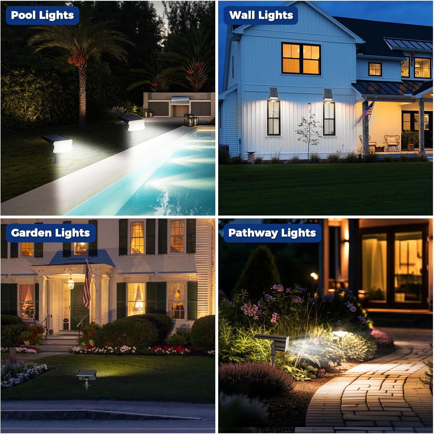 HGGH Solar Lights Outdoor Waterproof IP67, 60 LED 3 Lighting Modes Solar Spot Lights Outdoor for Yard Garden Pathway Landscape, Auto On/Off, Function 2 in 1(Cool White, 4 Pack) - Image 6