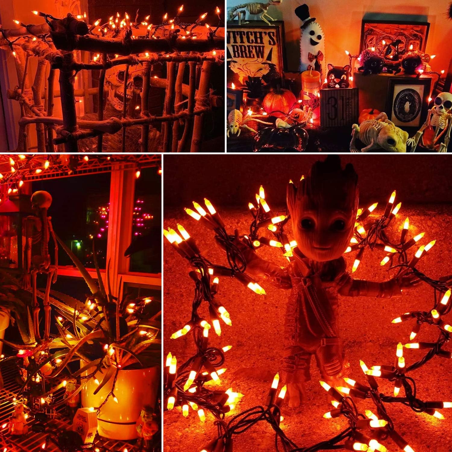 Brizled Orange Halloween Lights, 21.3ft 100-ct Incandescent String Lights Connectable, UL Certified, Black Wire Mini Light Set for Indoor & Outdoor Decorations, Holiday, Christmas - Image 3