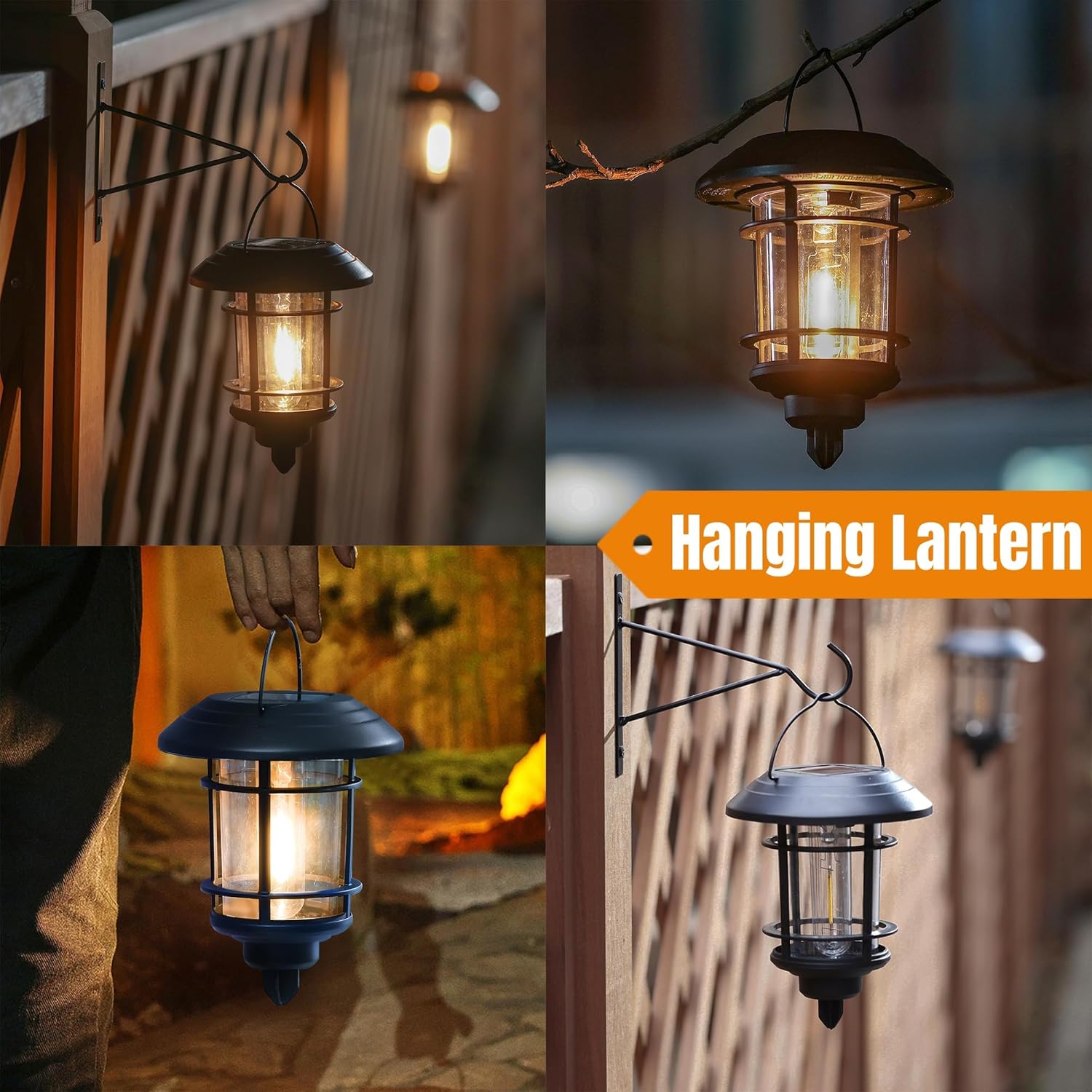 Dynaming 6 Pack Dual Use Solar Path Lights Outdoor, Hanging Lantern Solar Garden Lights with Edison Bulb, Landscape Lighting, Waterproof & Auto On/Off for Patio Pathway Walkway Driveway, Warm White - Image 5