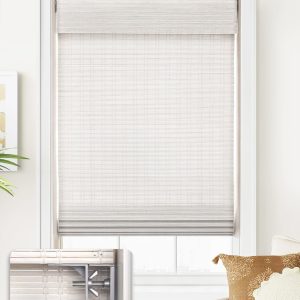LazBlinds No Tools No Drill Cordless Bamboo Roman Shades, Custom Light Filtering Window Treatment, Roll Up Bamboo Blinds for Windows, Ceylon Vintage White