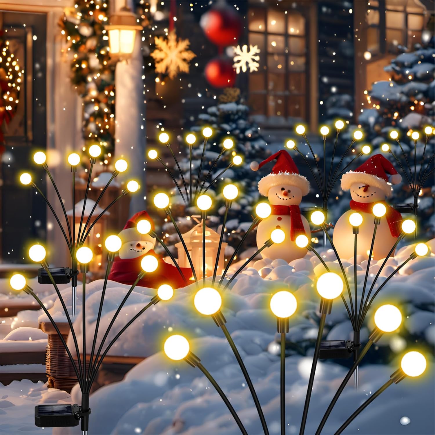 Solar Garden Lights Outdoor, 4 Pack Firefly Swaying Lights, Waterproof Garden Decor for Yard Patio Pathway Lawn, Gardening Gifts for Women Christmas Decoration - Image 8