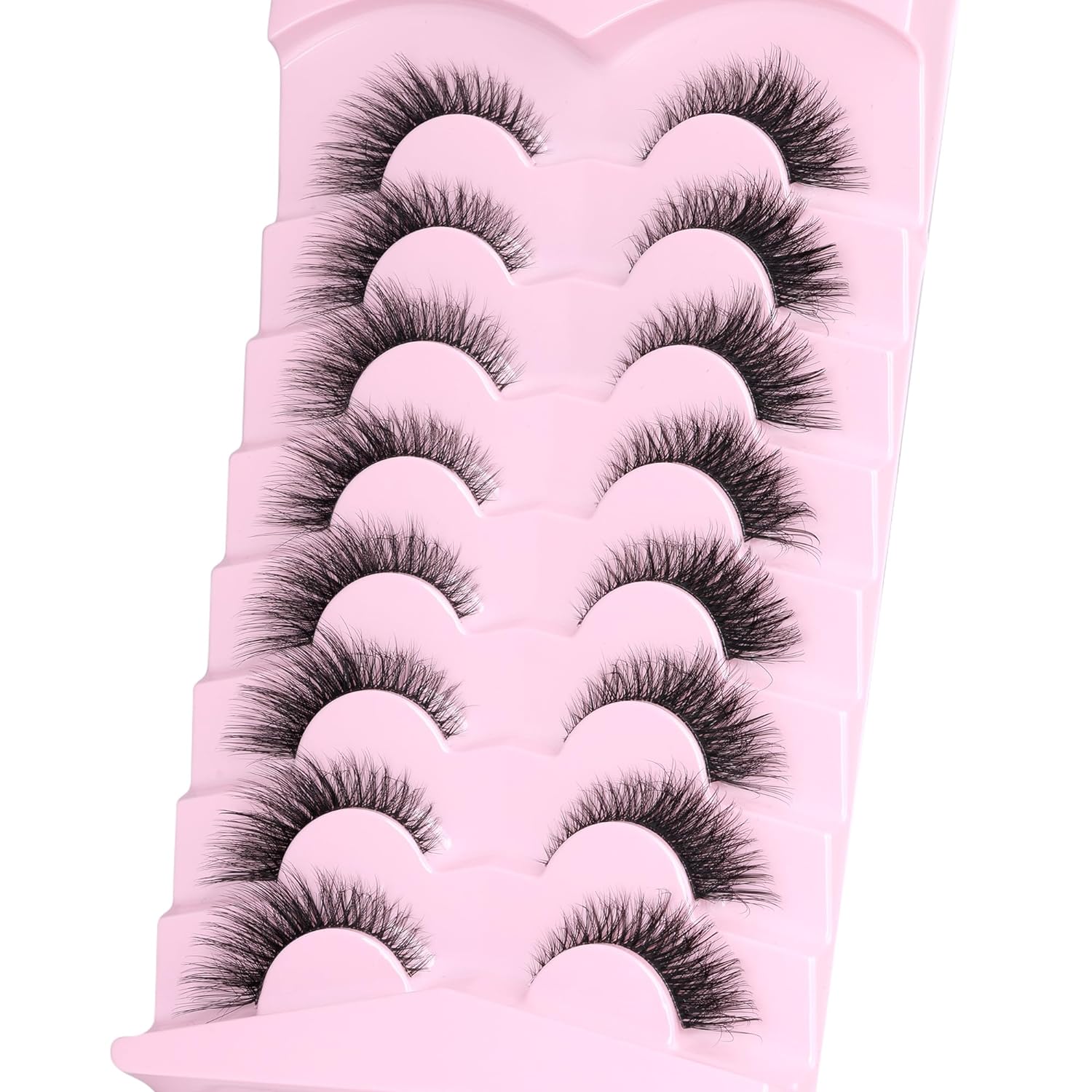 Fox Eye Lashes Wispy Eyelashes Natural Look Clear Band Lashes Fluffy Faux Mink Lashes Strip Natural False Lashes Pack by GVEFETIEE 8 Pairs - Image 5