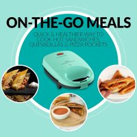 Nostalgia MyMini Personal Sandwich Maker, Nonstick Panini Press, Pizza Pockets, Quesadillas, Mint Green - Image 3