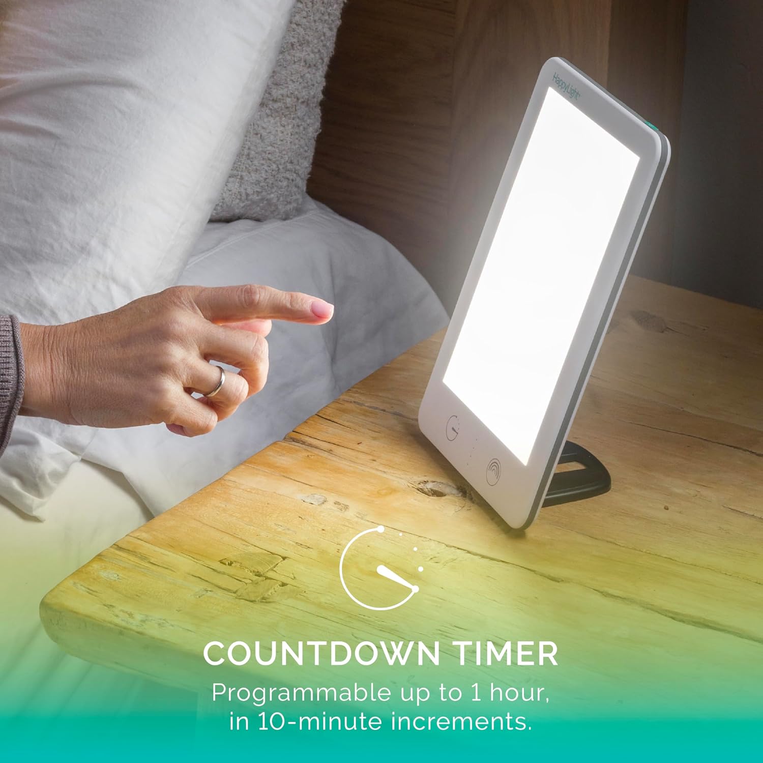 Verilux HappyLight Lumi Plus - Light Therapy Lamp with 10,000 Lux, UV-Free, LED Bright White Light with Adjustable Brightness, Countdown Timer, & Detachable Stand - Boost Mood, Sleep, and Focus - Image 4