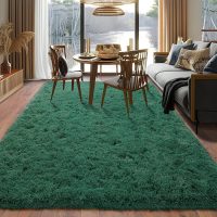 Super Soft Area Rugs for Living Room, 4x6 Feet Modern Shag Dark Green Rug, Fluffy Plush Non-Slip Green Carpet for Girls Boys Teens, Kids Home Decor for Bedroom Dorm Nursery Classroom, Carpets - Image 9