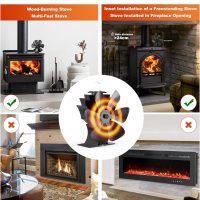 Large Wood Stove Fan with Therometer, 6 Blades Heat Powered Fireplace Burner Fan with 50% More Hot Airflow, Silent Operation,Circulation for Wood/Log Burner/Pellet Stove - Image 6