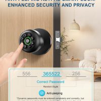 Fingerprint Door Lock, Smart Fingerprint Door Knob with Keypad, Biometric Door knobs with App Control, Auto Lock Door Lock with Code, Keyless Door Knob with Locks for Bedroom, Home,Office-Matte Black - Image 3