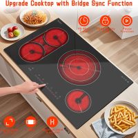 Karinear Electric Cooktop 30 Inch, 4 Burners Electric Stove Top, Flexible Bridge &Triple Ring Expandable Burners, Pause, Timer, Child Safety Lock, 7800W Built-in Ceramic Cooktop for 220-240V Hard Wire - Image 2